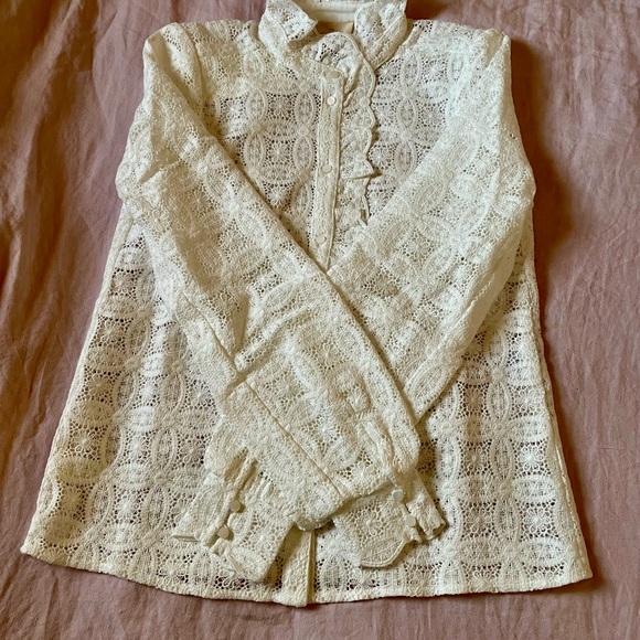 NWT Sezane chlo shirt in white lace sz 32 - Picture 3 of 3